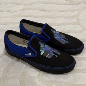 Custom Haunted Mansion Vans with Hatbox Ghost Graphic Slip-On Sneakers 9.5